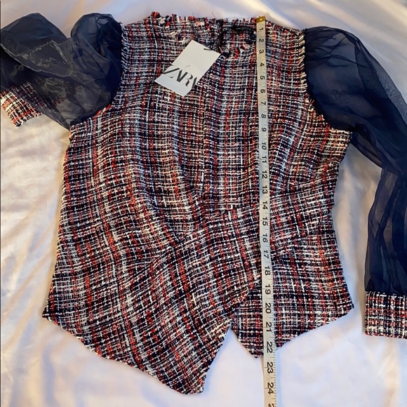 Zara Bloggers favorite organza and tweed top XS - Picture 11 of 13